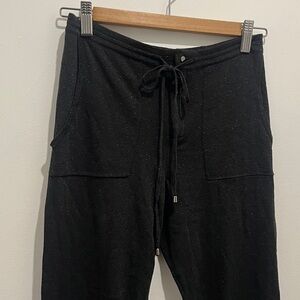 Black Shimmering Tight Drawstring Pants